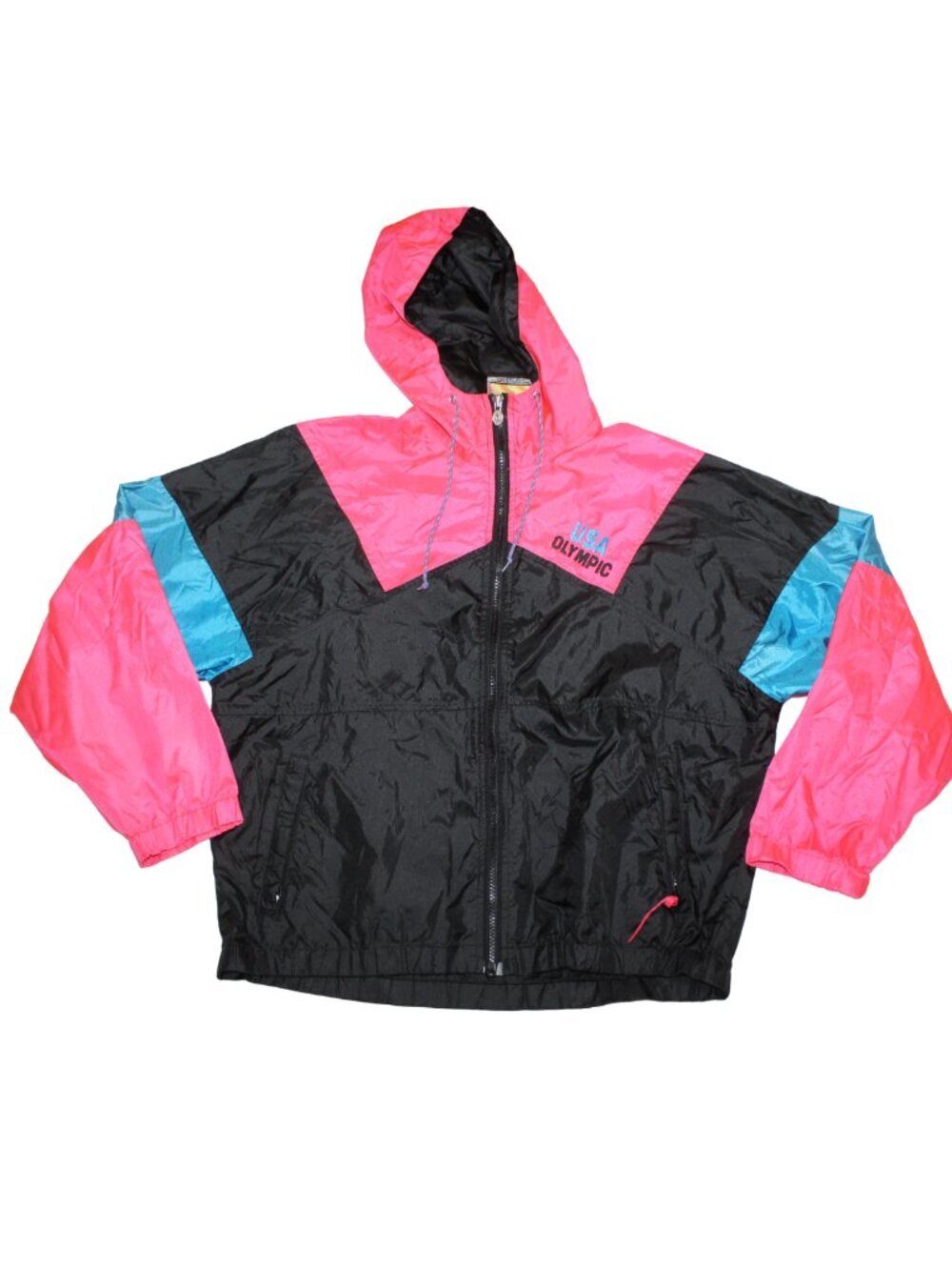 Vintage USA Olympics unisex zip up windbreaker jacket size L neon 90s logo